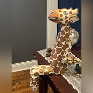 Wooden Jointed Shelf Sitter Giraffe Wood Carved Home Decor Figure Figurine